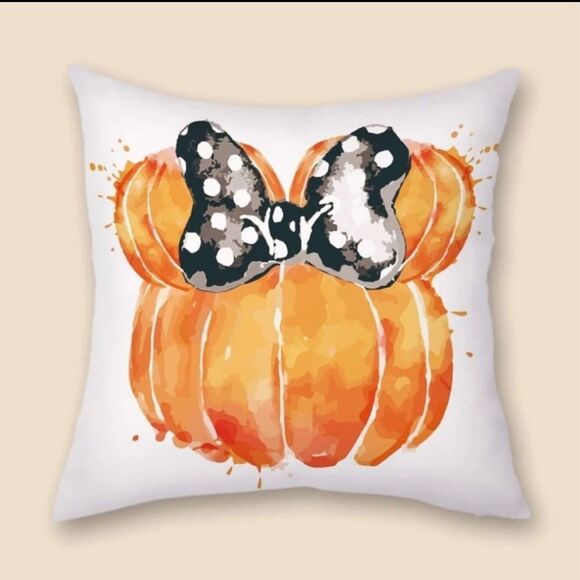 Fall Pumpkin Print with Black Bow Cushion Cover Holidays Pillow Cover - Picture 1 of 6